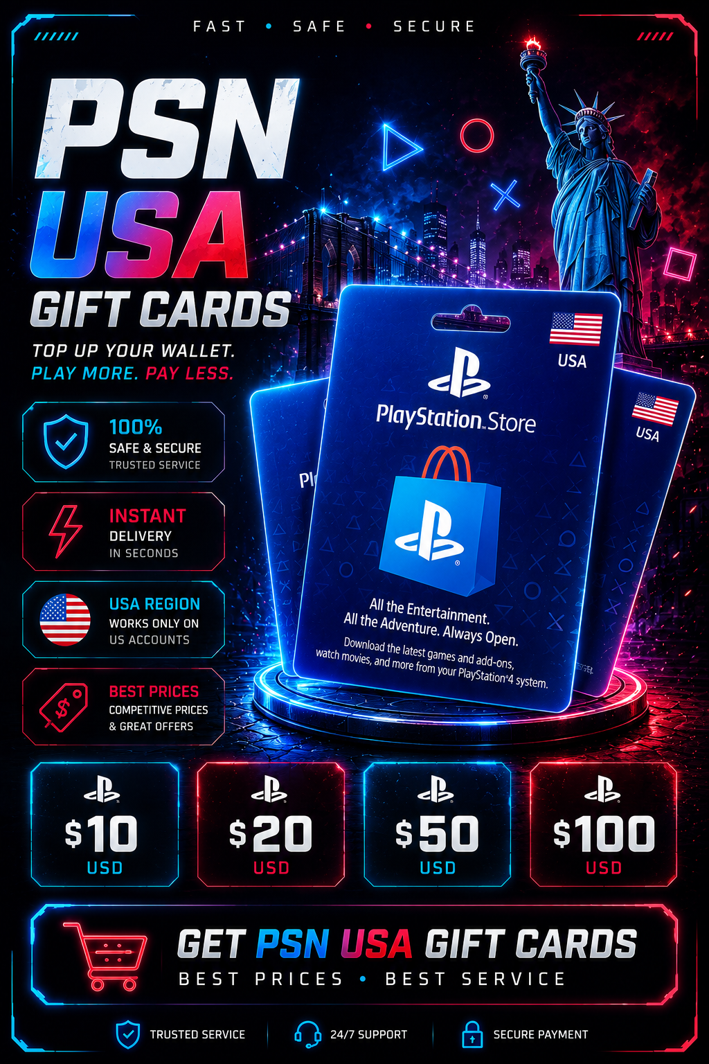 PSN USA Gift Cards banner